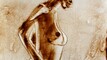 2010 - Dessin sur sable, Nu féminin, étude
