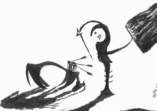 2010 - Dessin à l'encre, août, Equarissage