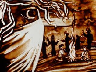 2009 - Dessin sur sable, performance de dessin en direct