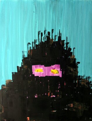 2015 : : Armure : : acrylique, Posca & encres, 50x65cm